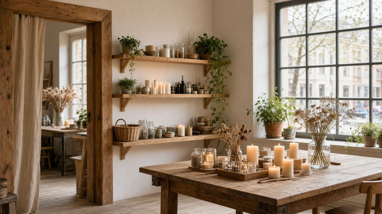 Candle / craft workshop studio workspace at Azureyard House
